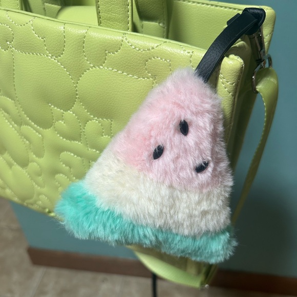 Betsey Johnson Lime Green Quilted Tote with Plush Charm - Picture 3 of 8